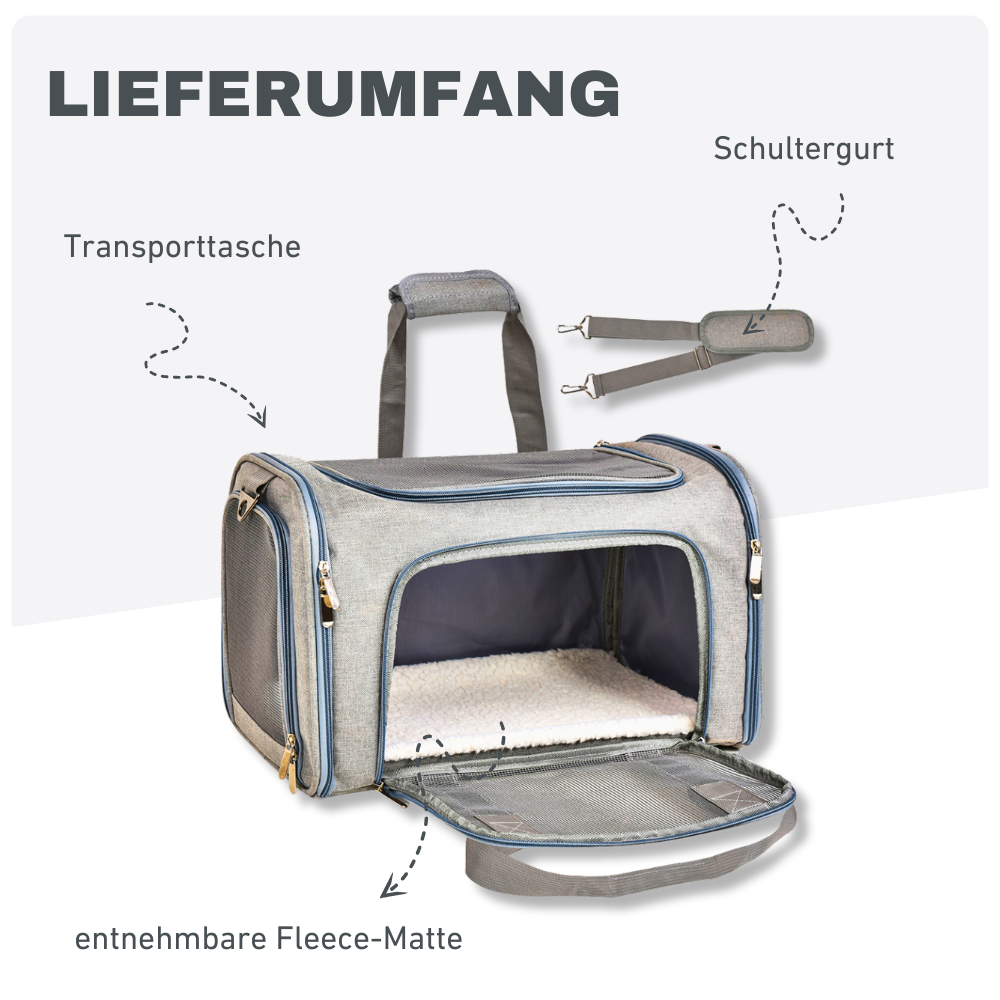 Reisetasche für kleine Haustiere – Mit Fleece-Einlage & Rundumöffnung