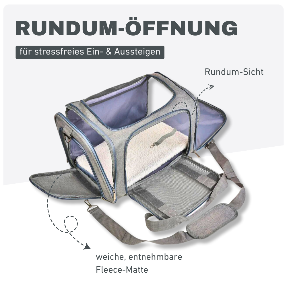 Reisetasche für kleine Haustiere – Mit Fleece-Einlage & Rundumöffnung