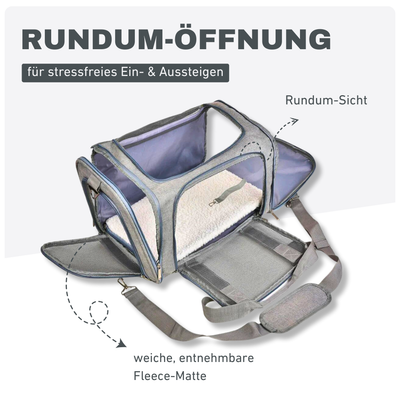 Reisetasche für kleine Haustiere – Mit Fleece-Einlage & Rundumöffnung