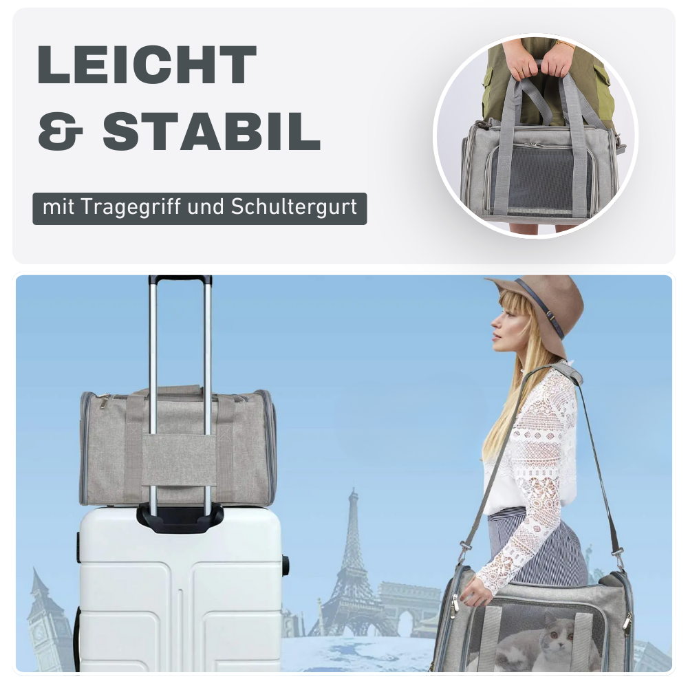 Reisetasche für kleine Haustiere – Mit Fleece-Einlage & Rundumöffnung
