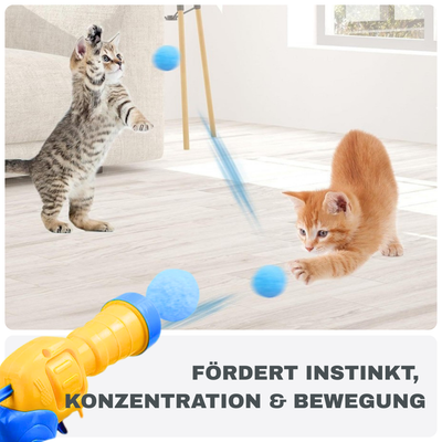 Pompon Ballwerfer für Katzen – Interaktives Spielset für Spass & Aktivität