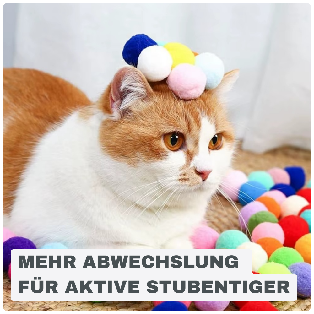 Pompon Ballwerfer für Katzen – Interaktives Spielset für Spass & Aktivität