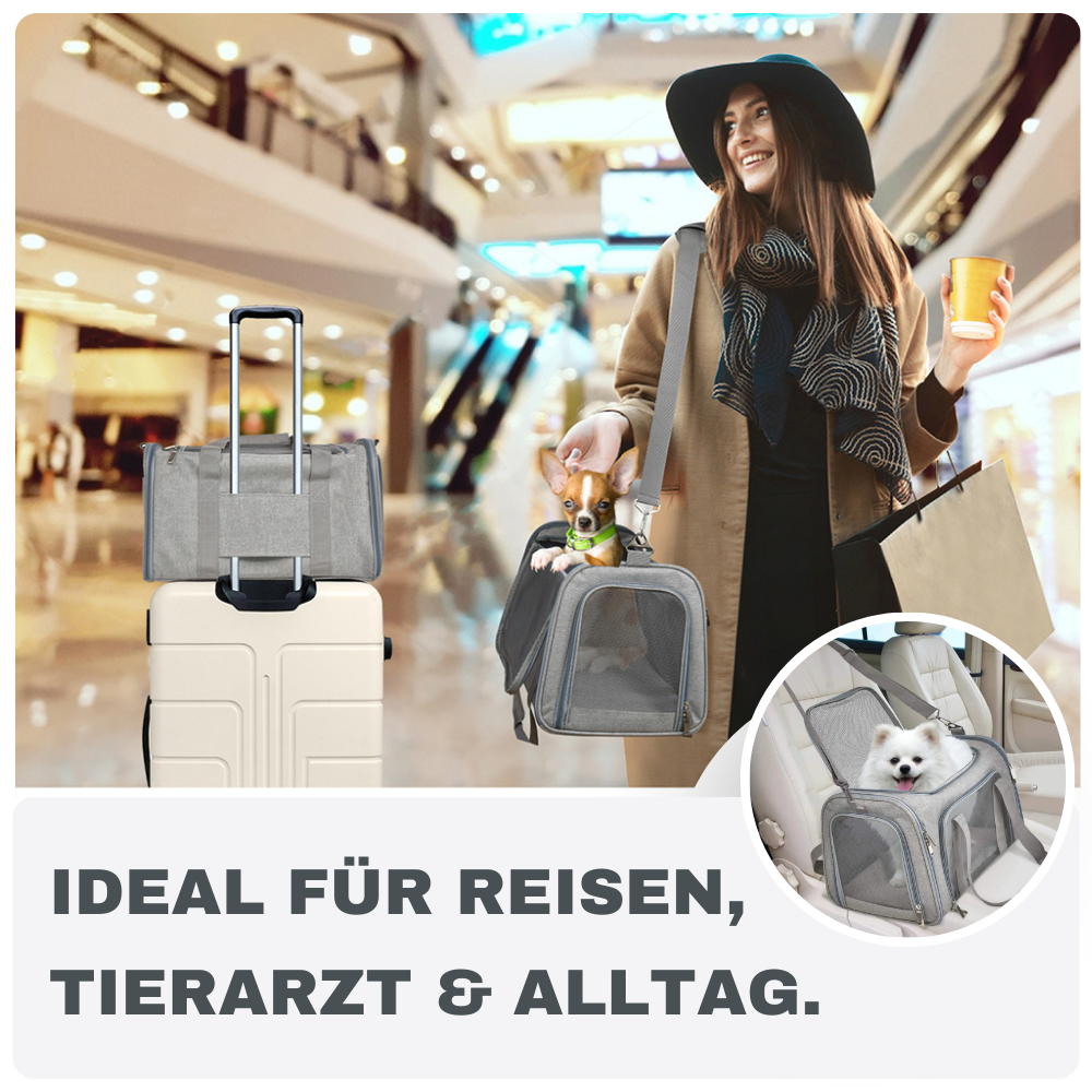 Reisetasche für kleine Haustiere – Mit Fleece-Einlage & Rundumöffnung