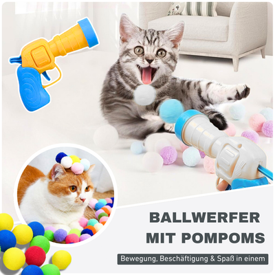 Pompon Ballwerfer für Katzen – Interaktives Spielset für Spass & Aktivität