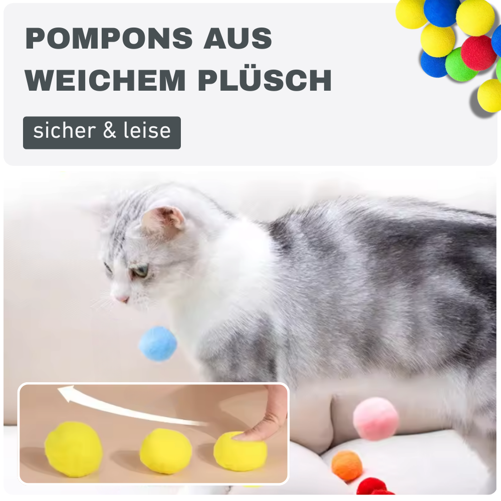 Pompon Ballwerfer für Katzen – Interaktives Spielset für Spass & Aktivität