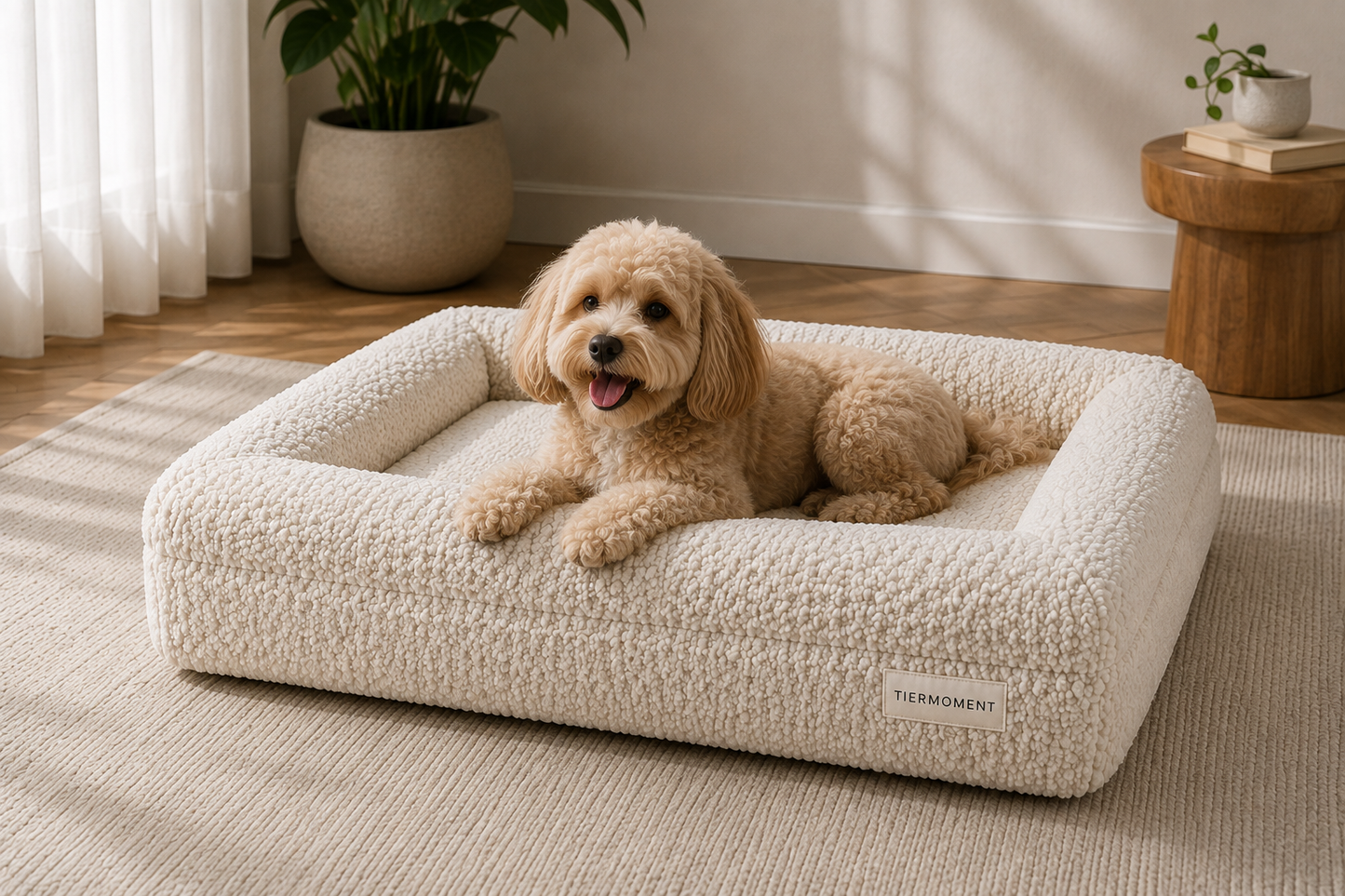 Tiermoment Premium Hundebett – Memory Foam & Bouclé