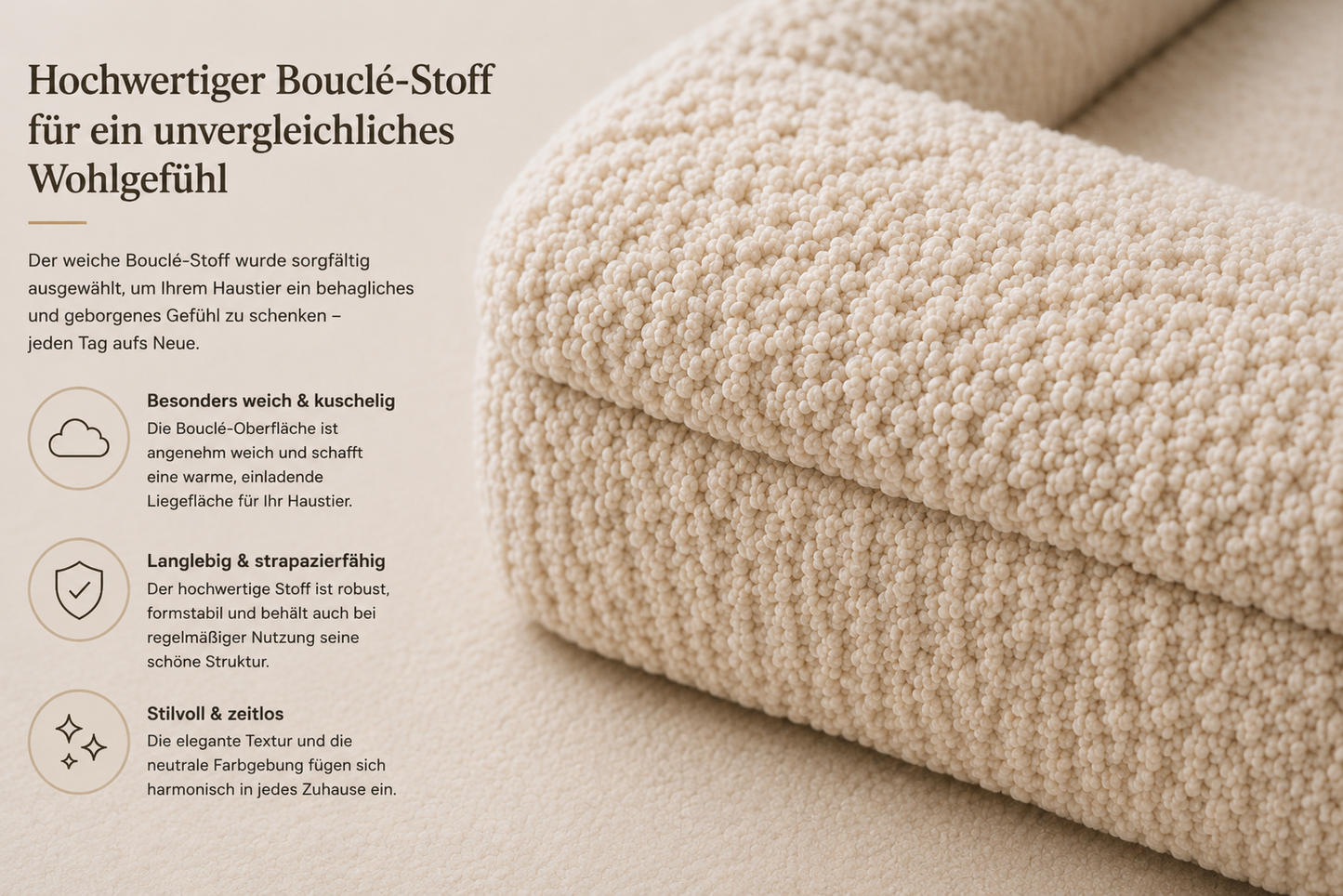 Tiermoment Premium Hundebett – Memory Foam & Bouclé