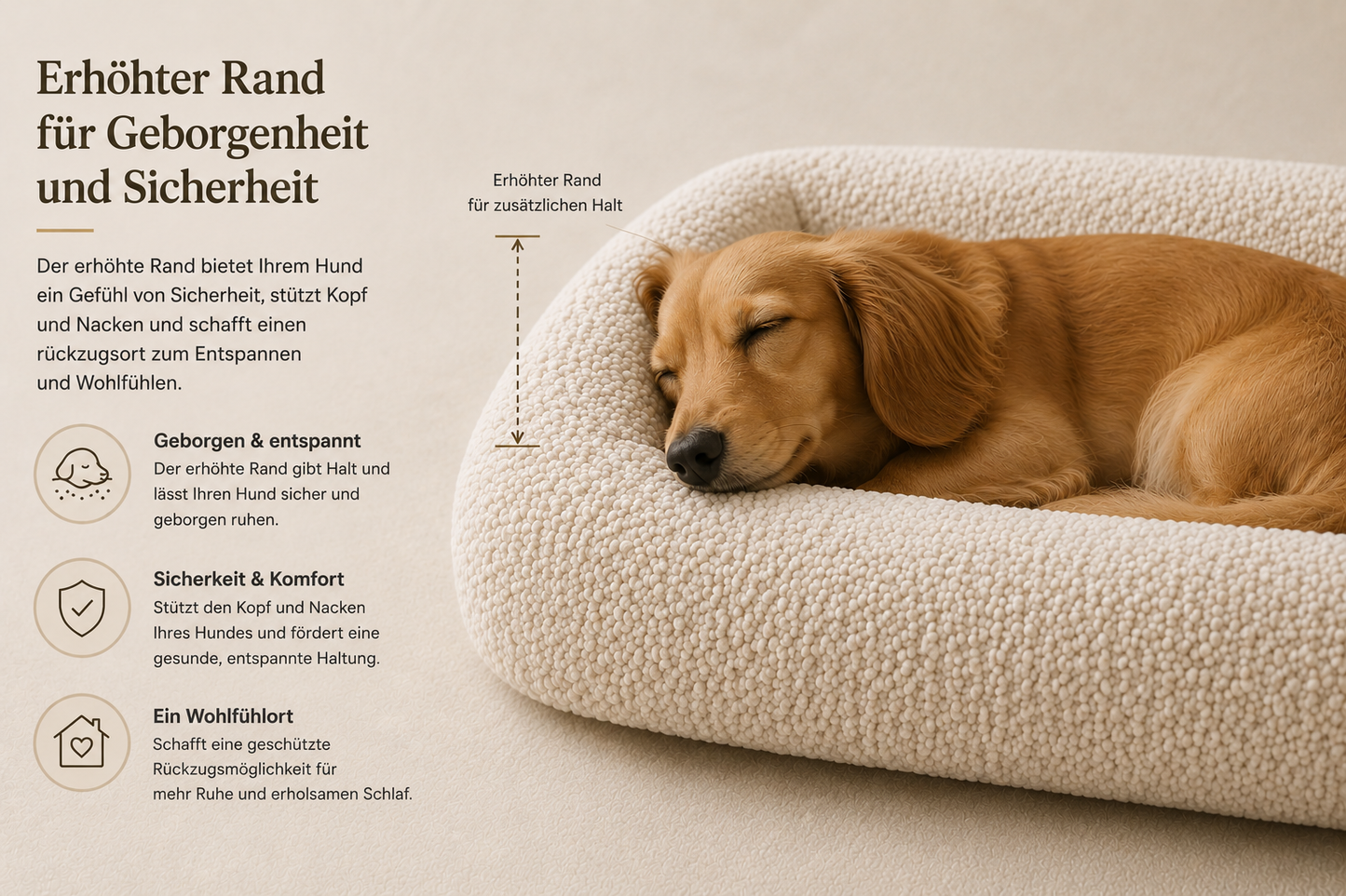 Tiermoment Premium Hundebett – Memory Foam & Bouclé