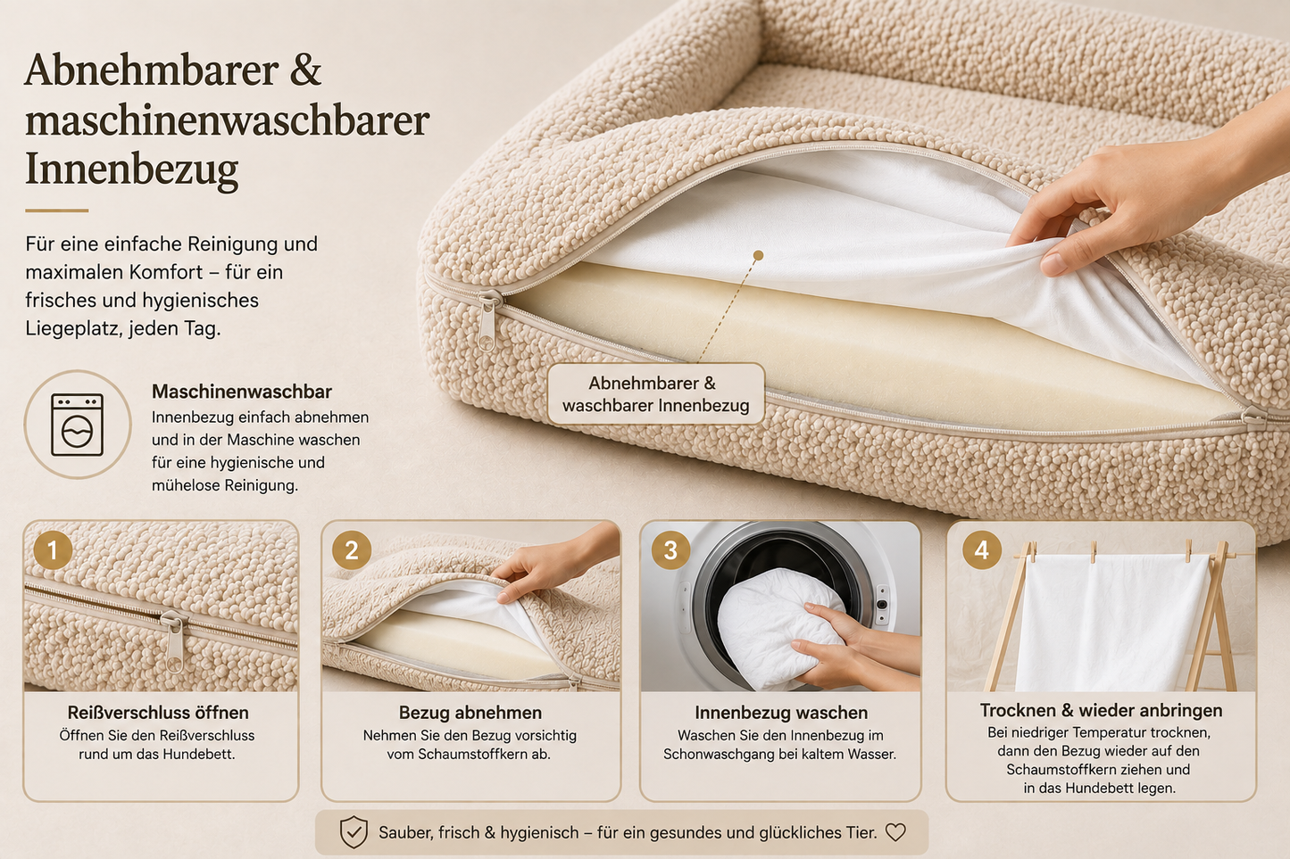 Tiermoment Premium Hundebett – Memory Foam & Bouclé