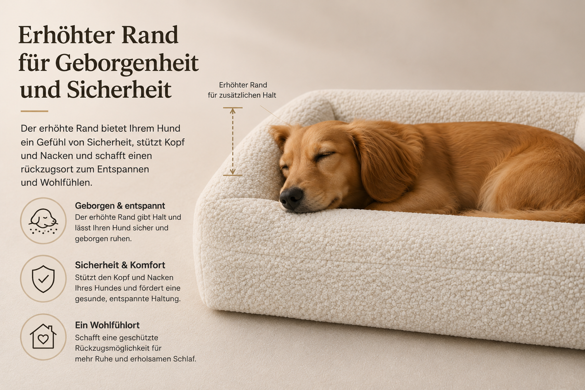 Tiermoment Orthopädisches Hundebett – Memory Foam und Bouclé