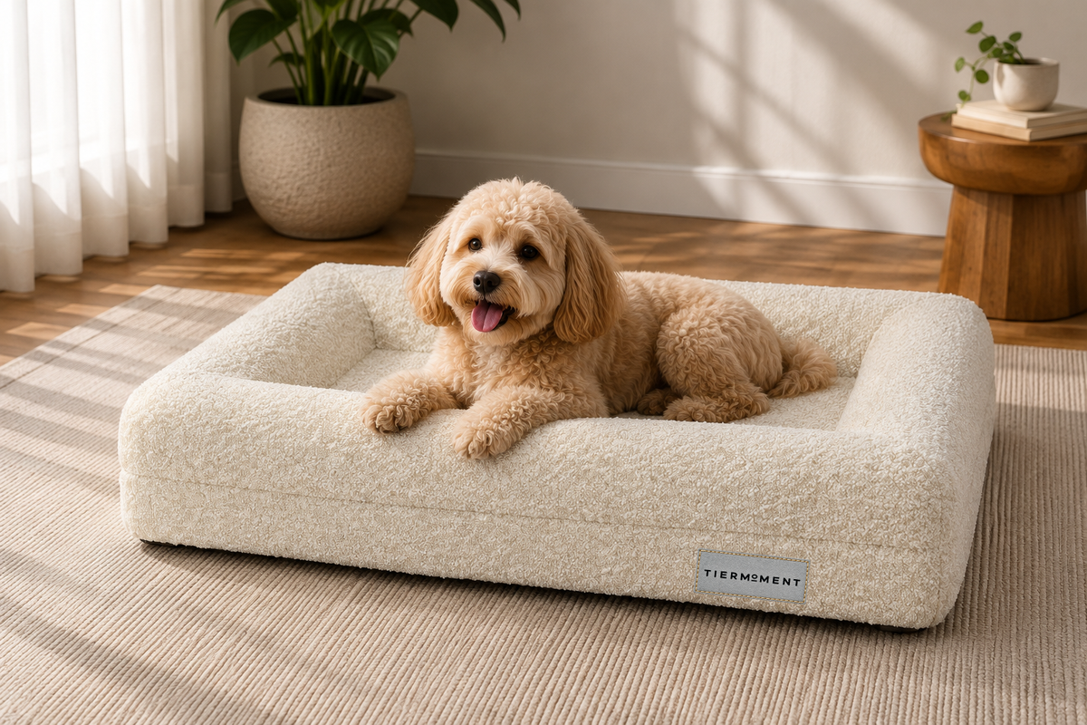 Tiermoment Orthopädisches Hundebett – Memory Foam und Bouclé