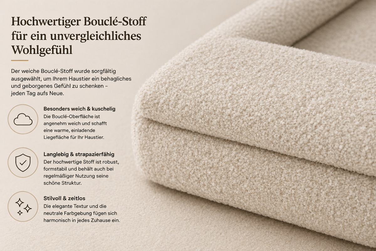 Tiermoment Orthopädisches Hundebett – Memory Foam und Bouclé